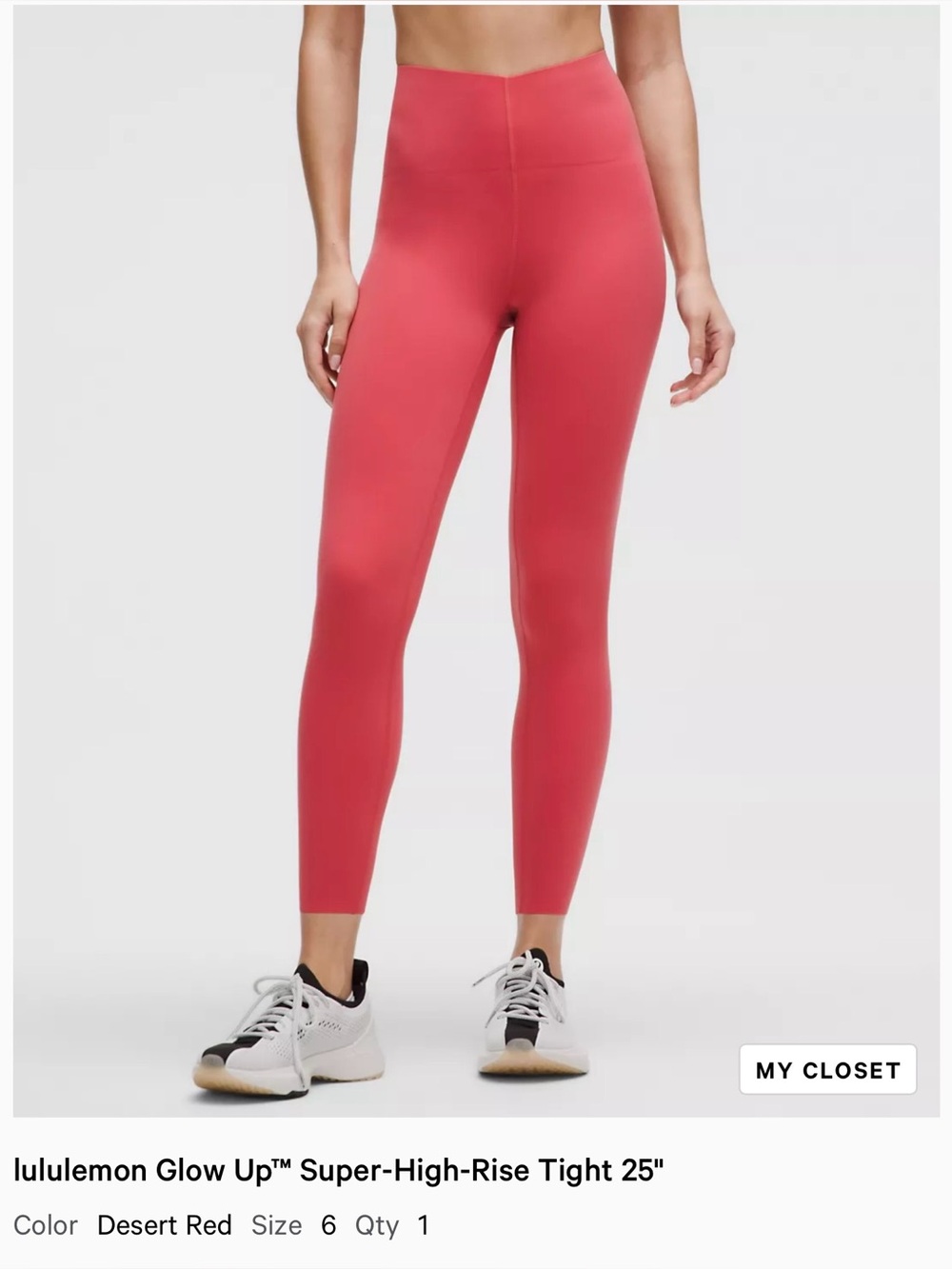 Lululemon Glow Up Super-High-Rise Tight 25" Desert Red size 6 NWT